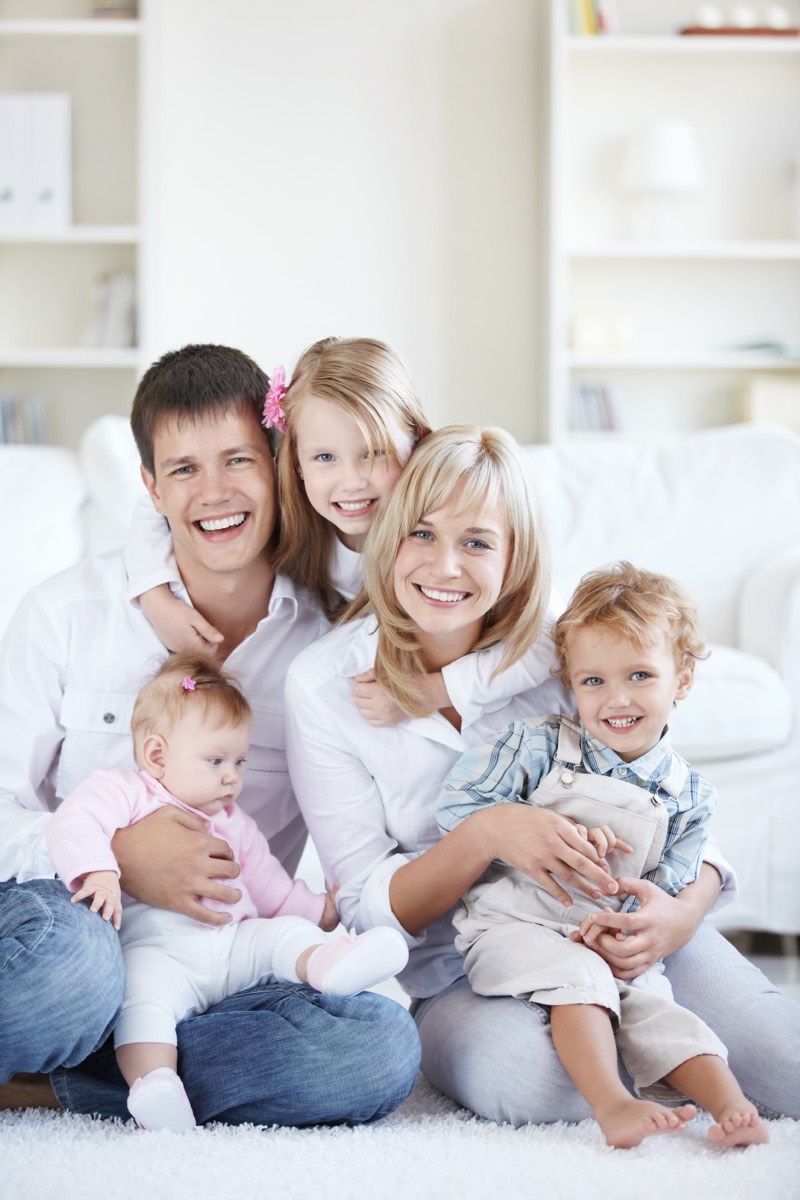 Young family at home